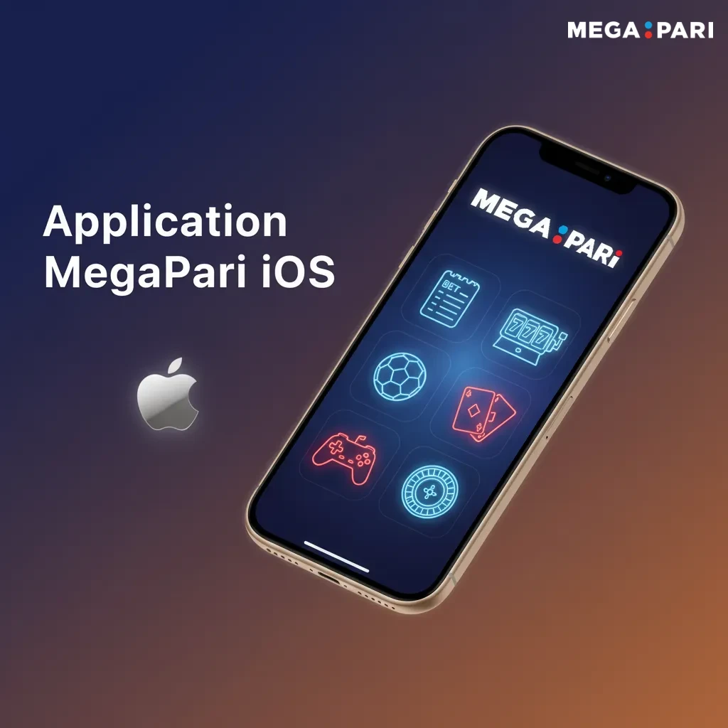 App MegaPari iOS pour iPhone et iPad: gratuit, iOS 12+, ~100 Mo, paris, casino, cash out et dépôts, interface complète.