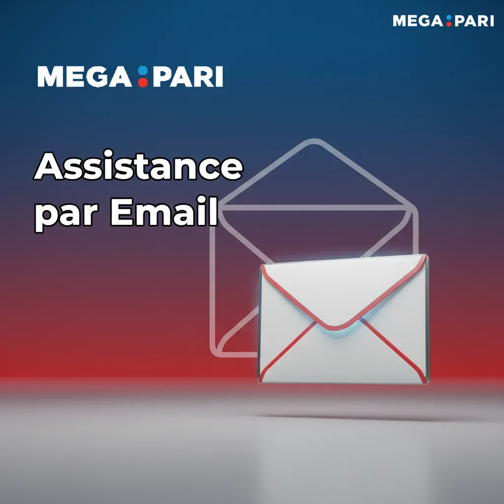 Assistance par e‑mail: enveloppe sur écran avec trombone et horloge, pour demandes détaillées, pièces jointes et suivi.