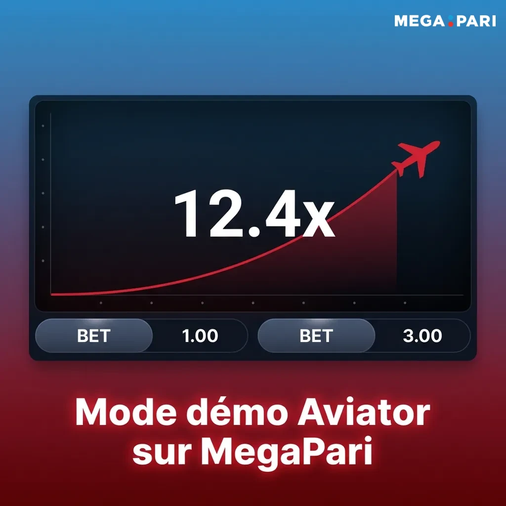 Aviator demo mode interface on MegaPari showing free play features with virtual balance and betting options